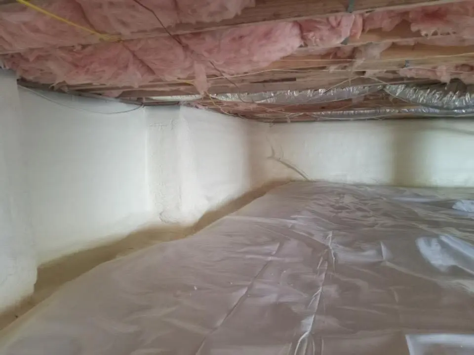 Crawl space encapsulation with closed-cell spray foam for Roof Leak Repair in McKinleyville